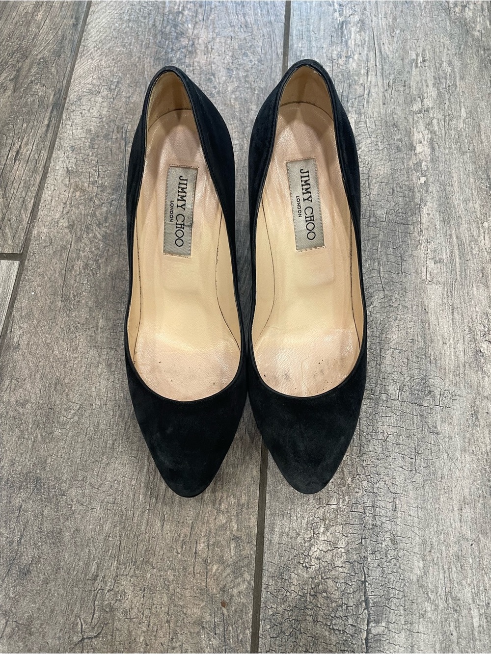 Jimmy Choo Black Suede Pointed-Toe Stiletto Pumps - Picture 16 of 16